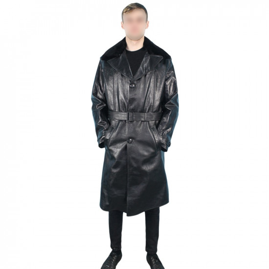 Original Black Pork Leather Soviet Officers High Rank winter